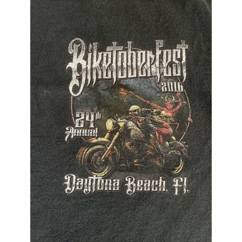 Sun Apparel Mens Medium T-Shirt Black Biketoberfest 2016 Daytona Beach Graphic